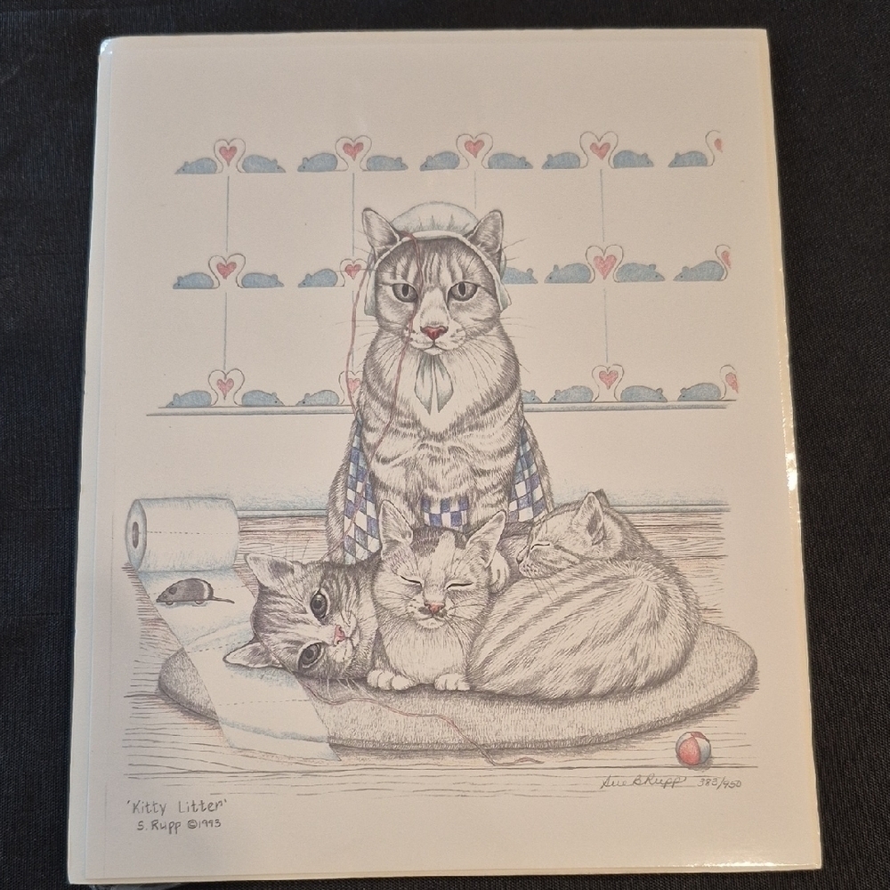 Sue Rupp "Kitty Litter" Vintage Decorative Art Print